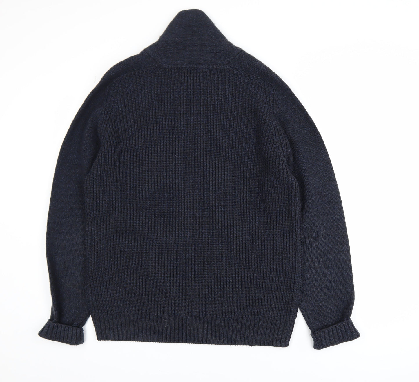 Next Mens Blue Henley Knit Acrylic Jumper Size L