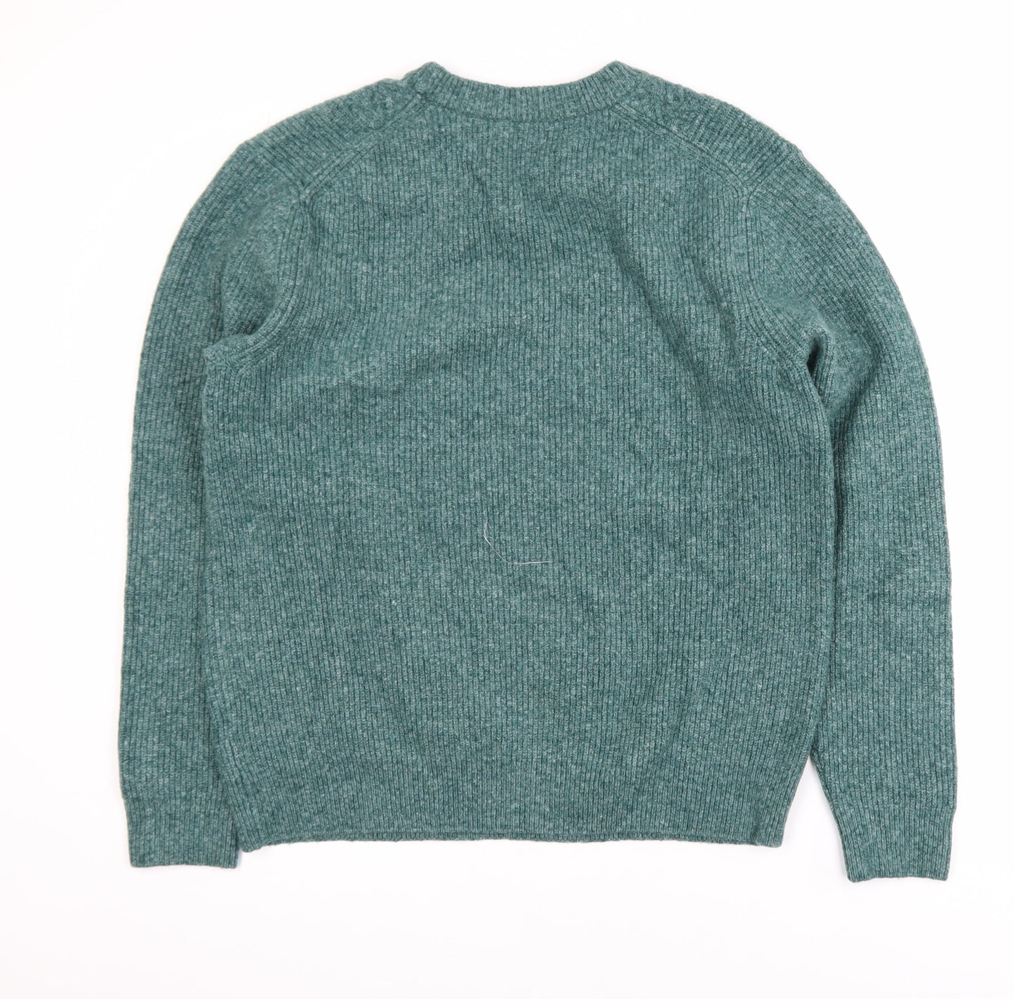Marks and Spencer Men's Green Cable-Knit Wool Blend Jumper L