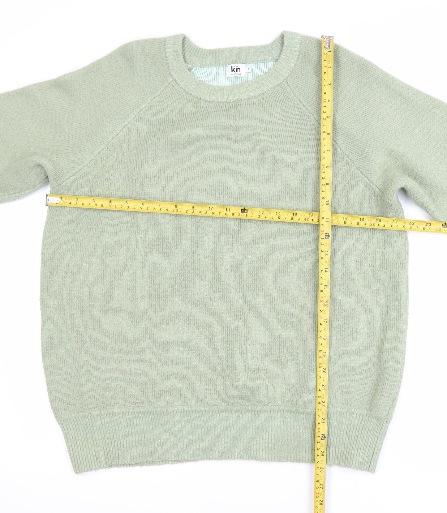 Kin by John Lewis Men's Green Cotton Wool Crew Neck Jumper Size S