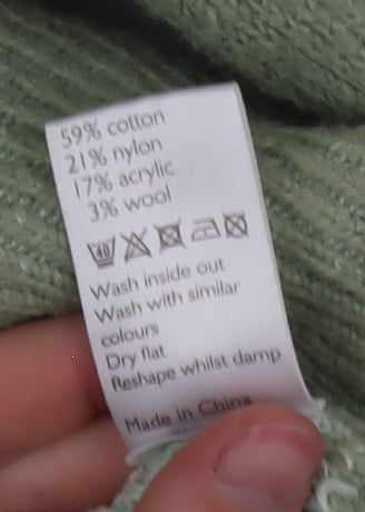 Kin by John Lewis Men's Green Cotton Wool Crew Neck Jumper Size S