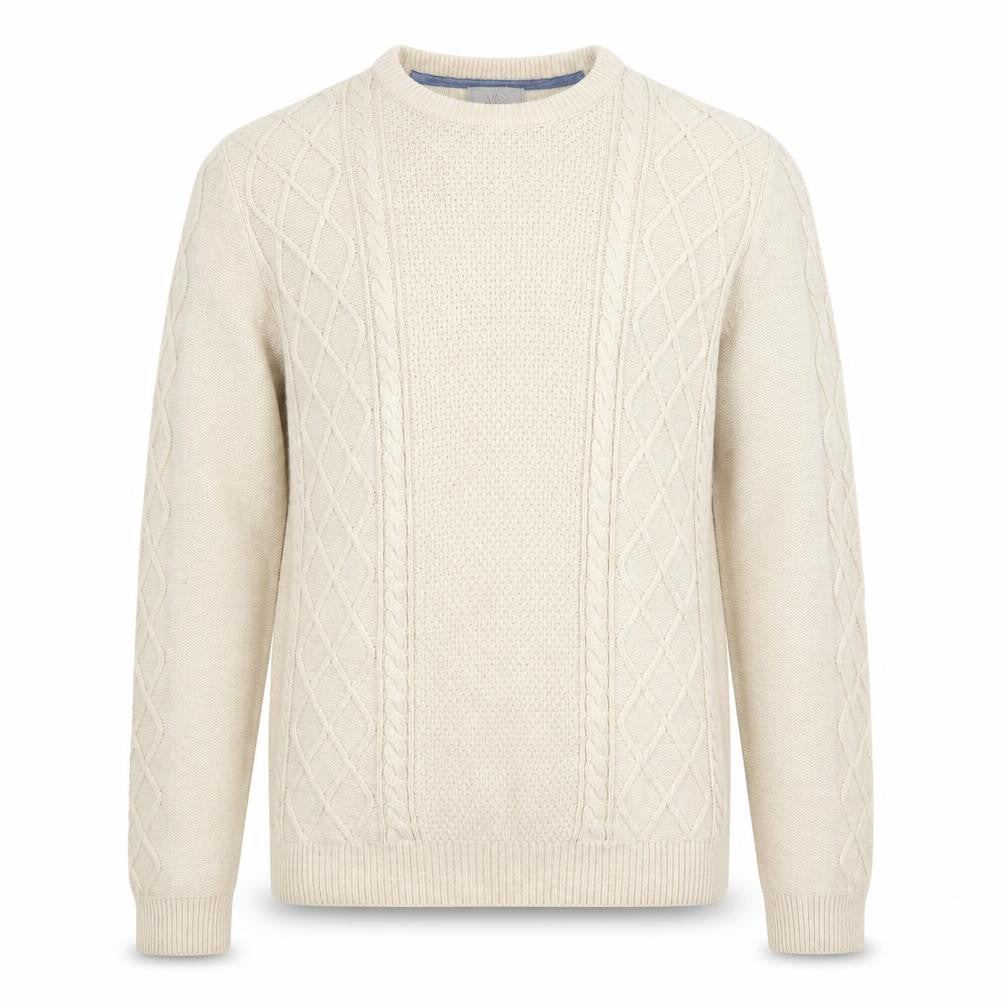 Marks & Spencer Men's Beige Cotton Cable-Knit Jumper Size S