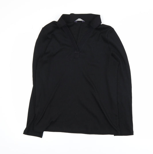 Marks and Spencer Women’s Black Long Sleeve V-Neck Jersey Blouse Size 12