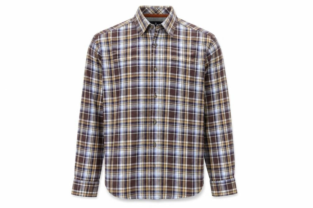 Marks & Spencer Blue Harbour Men's Brown Plaid Brushed Cotton Shirt M