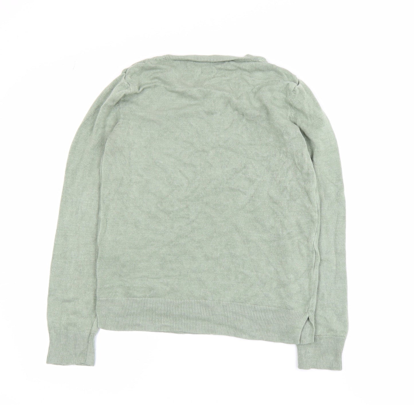 Marks and Spencer Men's Green Acrylic Crew Neck Jumper Size S