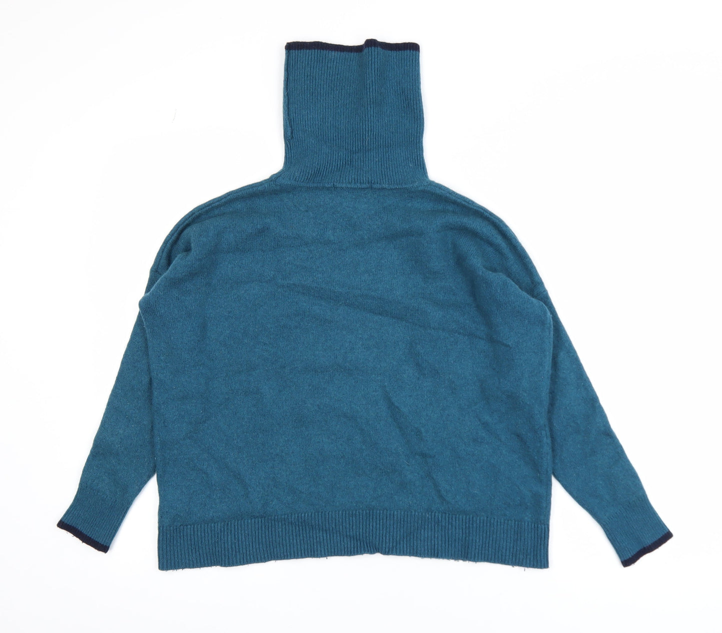 Boden Women's Blue Roll Neck Wool Blend Jumper Size M