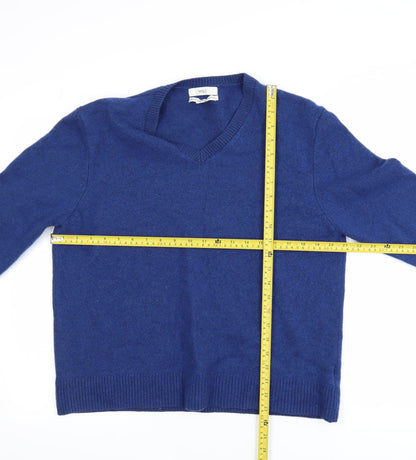 Marks & Spencer Men's Blue Wool V-Neck 2XL Pullover Jumper