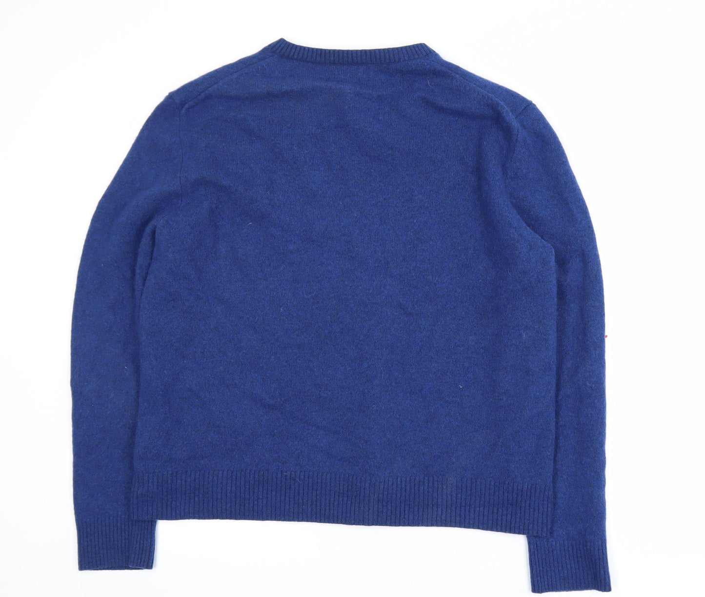 Marks and Spencer Men's Blue Wool V-Neck 2XL Pullover Jumper
