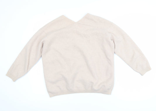 Reiss Womens Beige V-Neck Cashmere Jumper XS Classic Knitwear