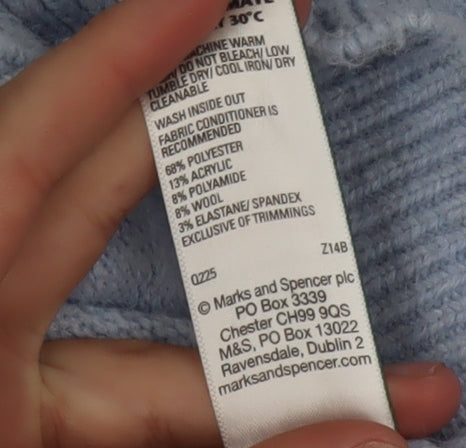 Marks and Spencer Women Blue Crew Neck Long Sleeve Cardigan L