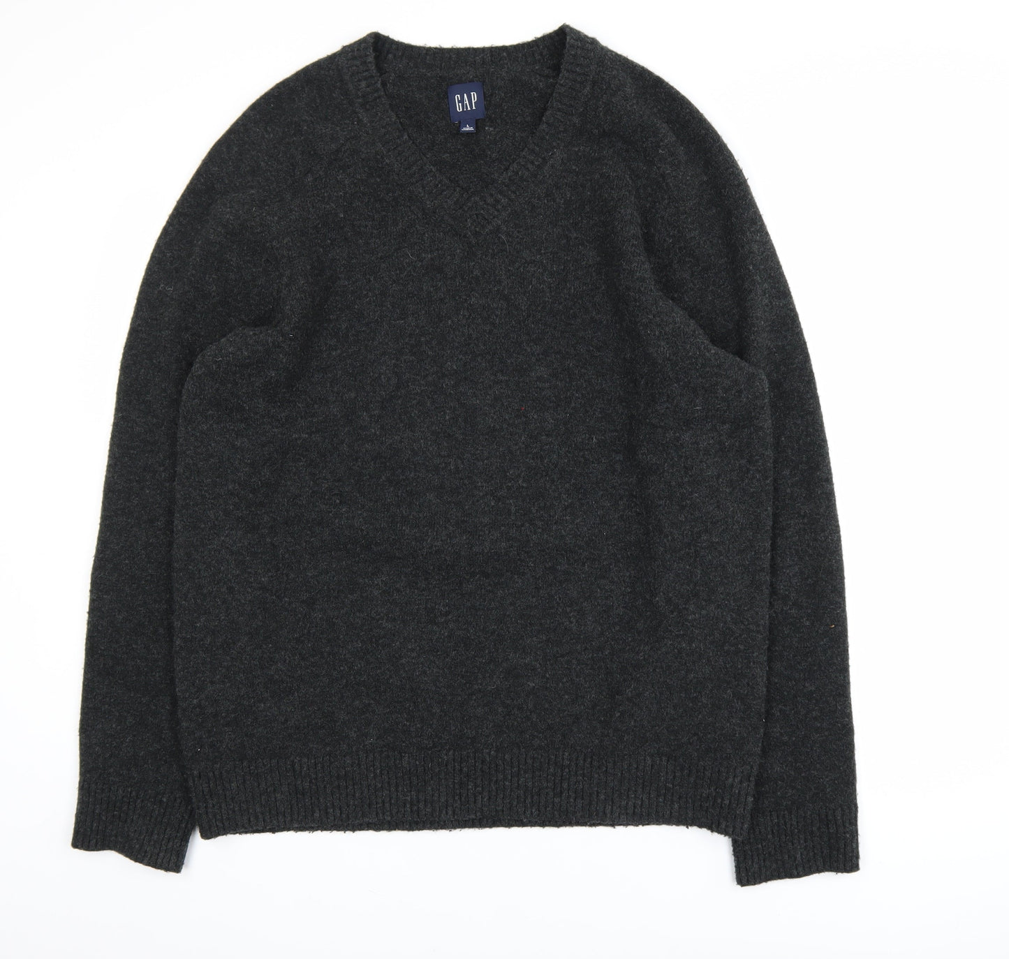 GAP Men’s Grey Wool Blend V-Neck Pullover Jumper Size L