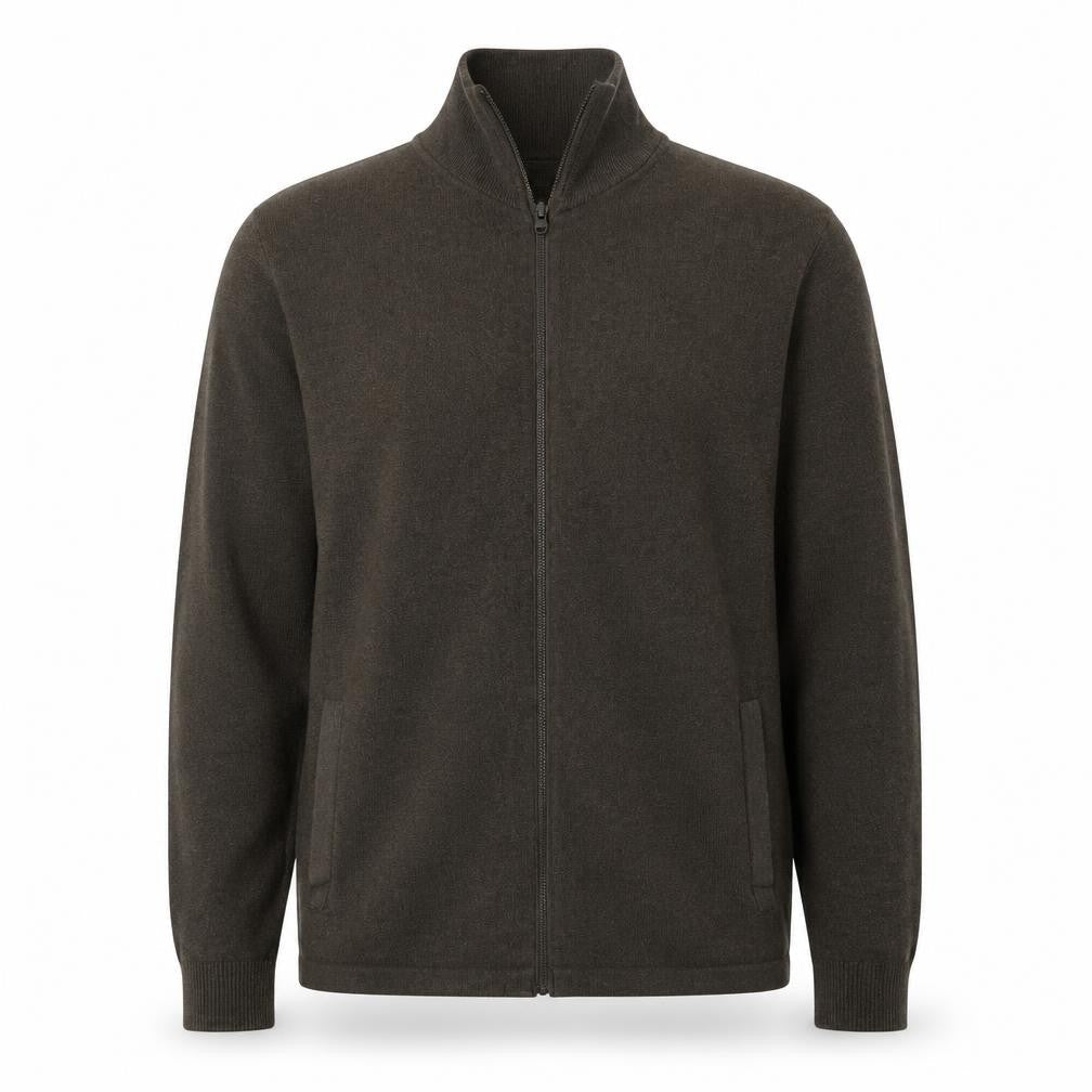 Next Men's Brown Cotton Full Zip High Neck Jumper Size L