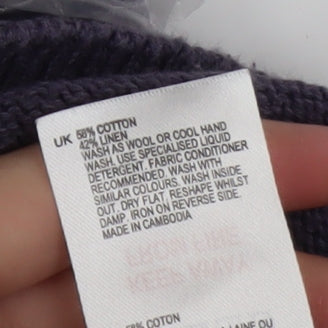 White Stuff Women’s Purple Cotton Linen Crew Neck Jumper Size 10