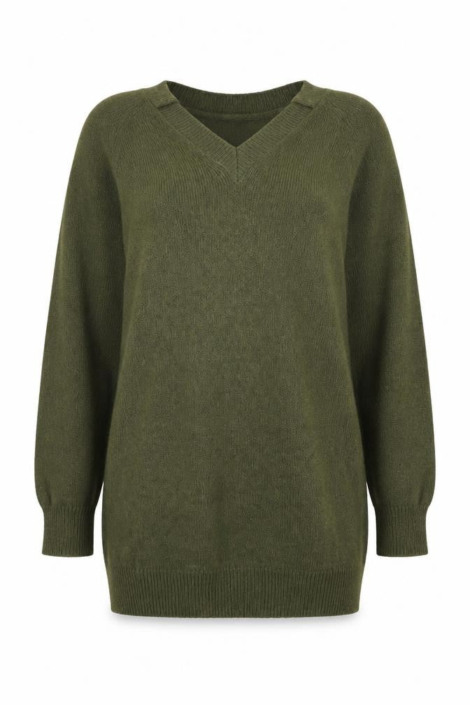 Zara Women’s Green V-Neck Long Sleeve Pullover Jumper Size S