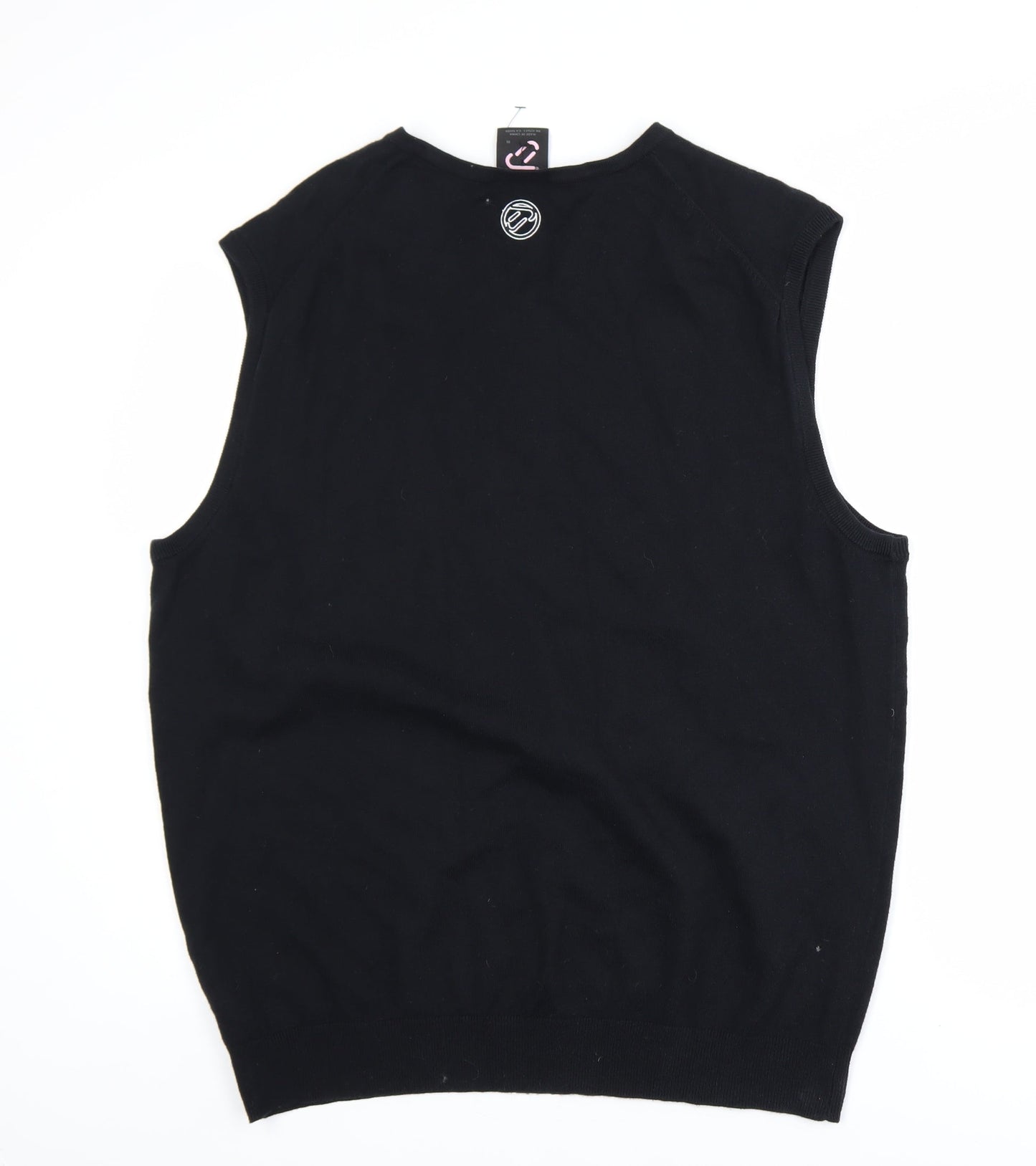 IJP Design Men's Black XL V-Neck Cotton Wool Golf Vest
