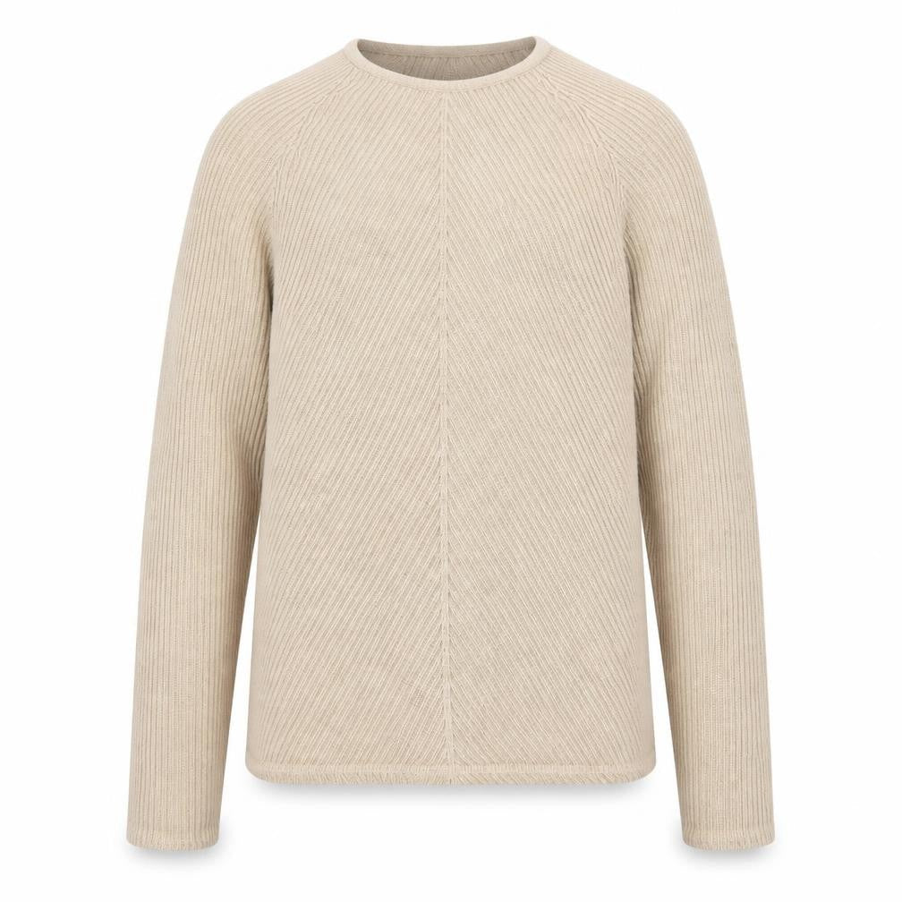 Armani Jeans Men Beige XL Ribbed Cotton Crew Neck Pullover Jumper