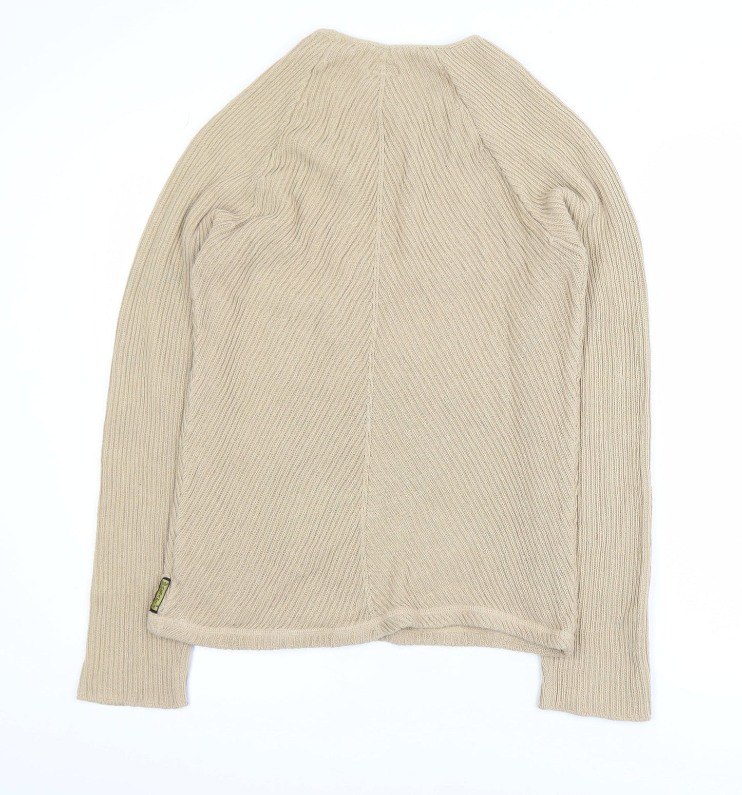 Armani Jeans Men Beige XL Ribbed Cotton Crew Neck Pullover Jumper