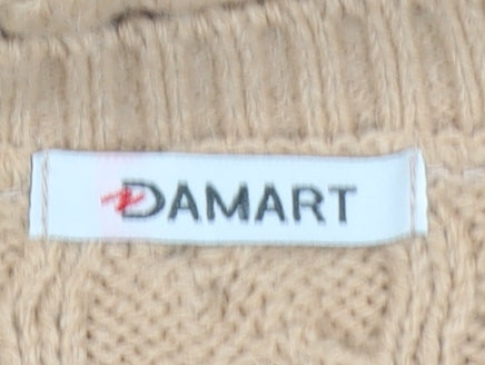 Damart Women Beige Cable-Knit Sleeveless V-Neck Jumper Vest M