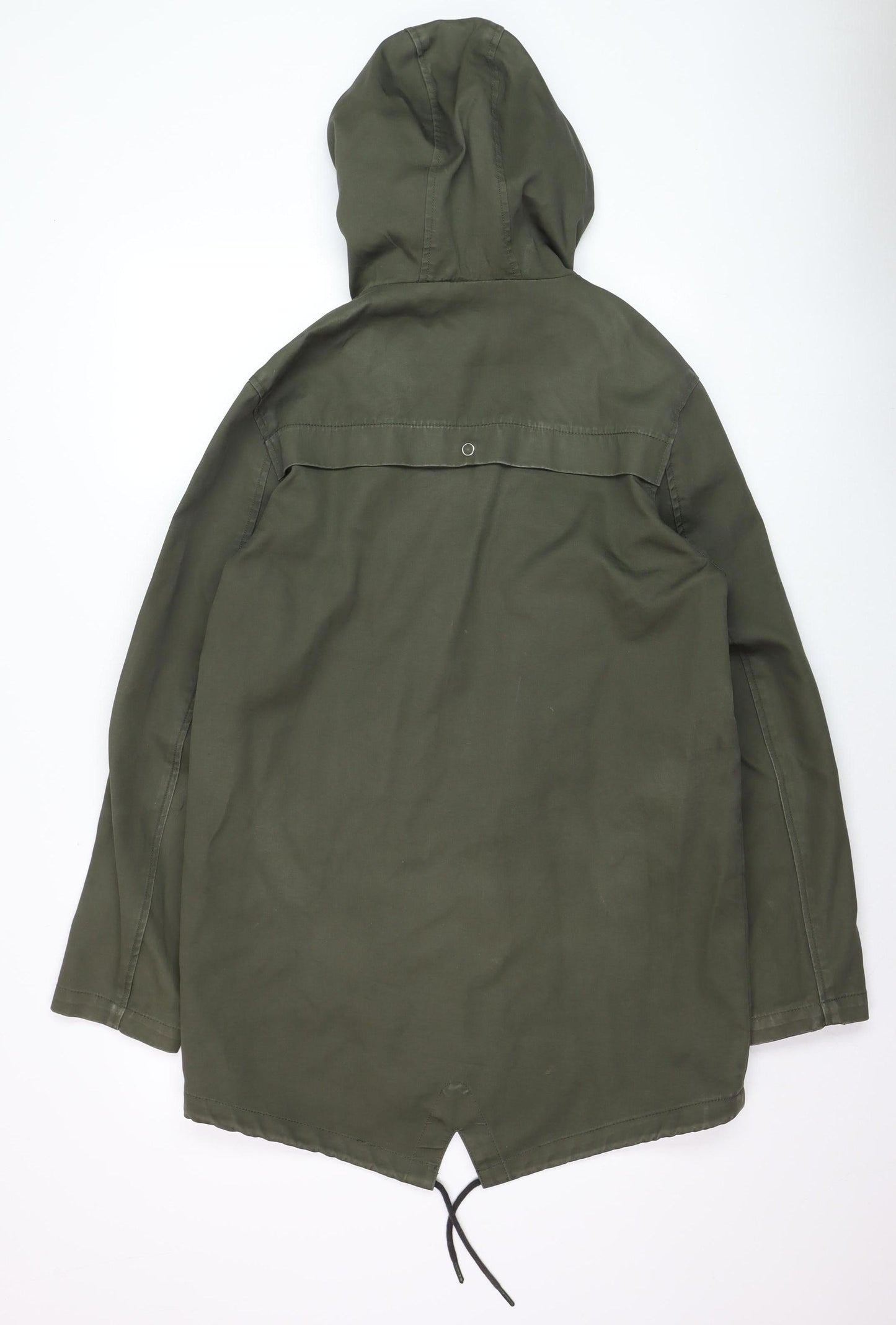 Topman Men’s Green Hooded Cotton Parka Coat Size M