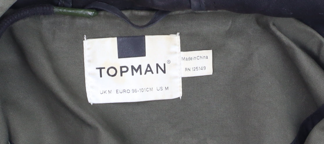 Topman Men’s Green Hooded Cotton Parka Coat Size M
