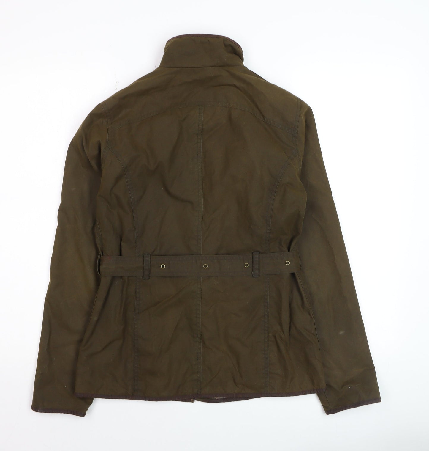 Elveden Square Women Brown Waxed Cotton Belted Field Jacket Size 8
