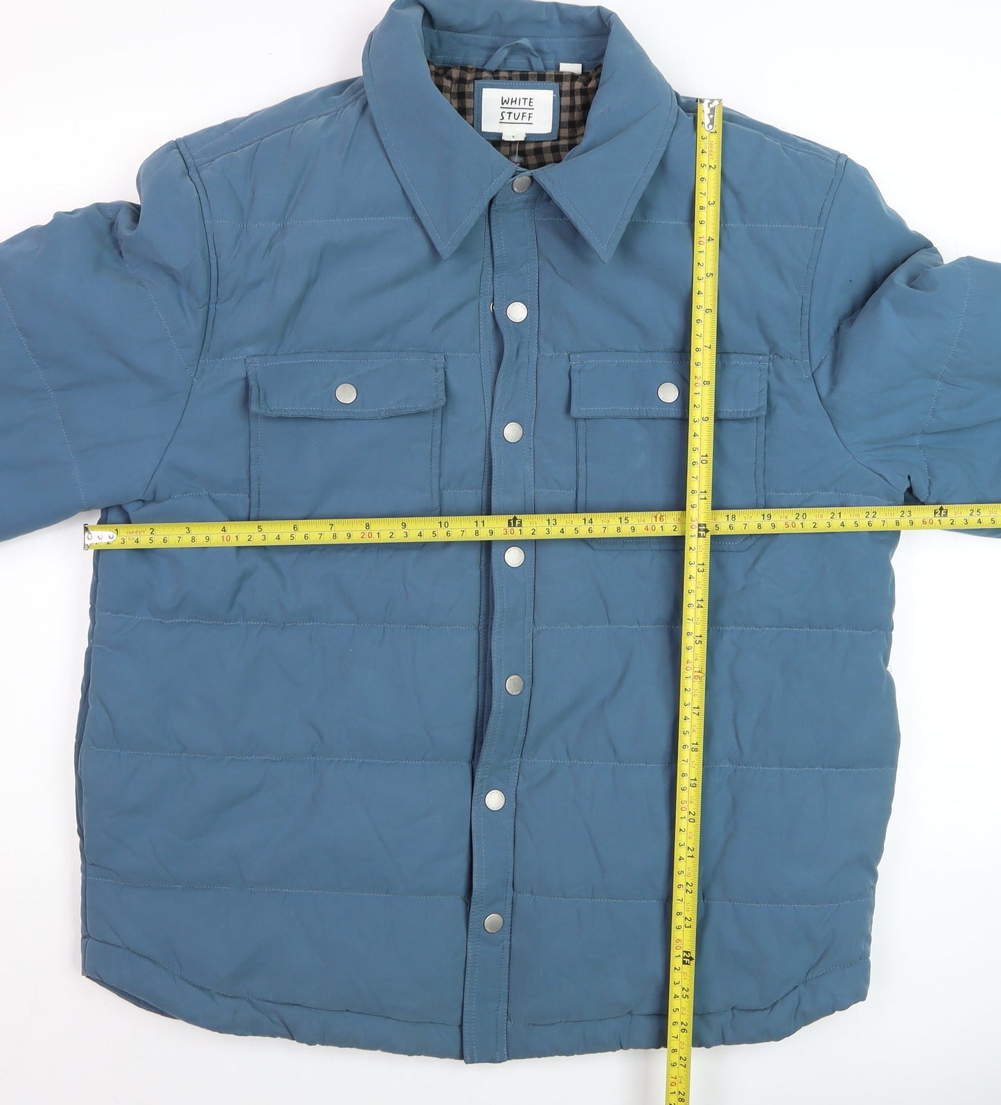 White Stuff Men's Blue Quilted Lined Jacket Size L