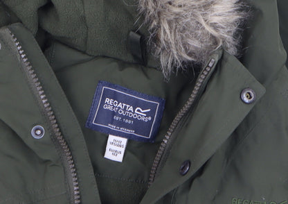 Additional view of Regatta boys’ green parka coat 11-12 years hooded waterproof winter jacket