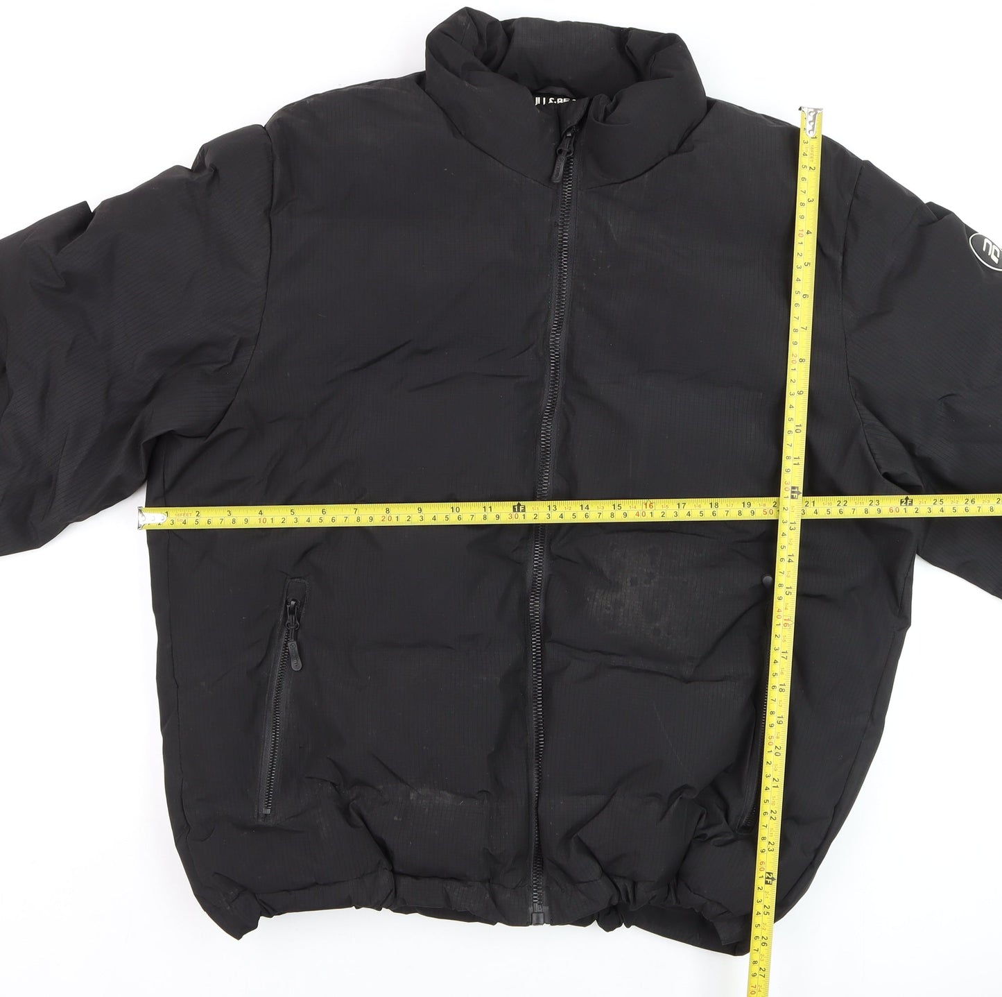 Pull & Bear Men's Black L Puffer Jacket Winter Polyester Coat