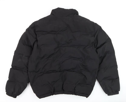 Pull&Bear Men's Black L Puffer Jacket Winter Polyester Coat
