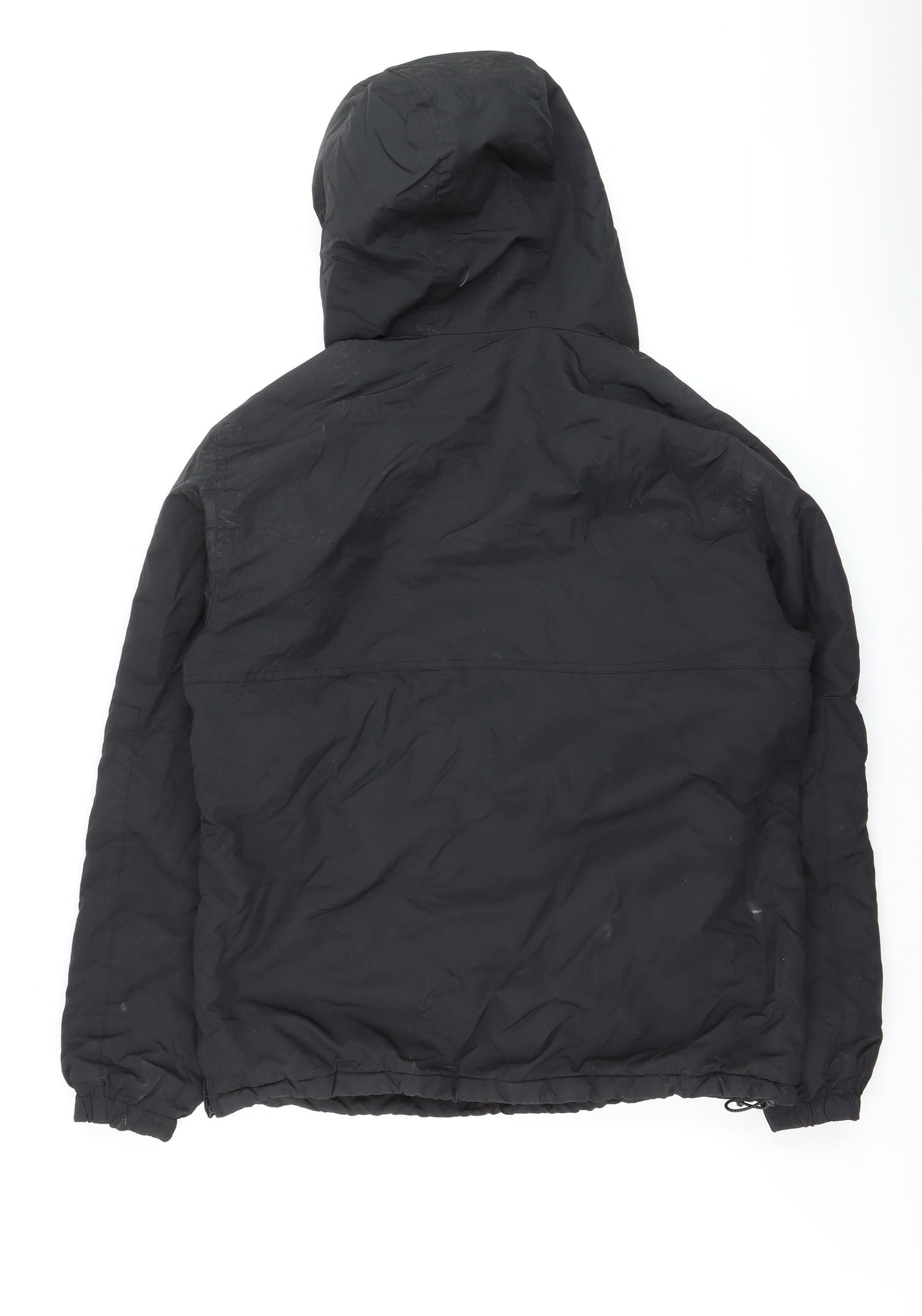 Pull & Bear Men's Black Hooded Anorak Jacket Size M Nylon Lined