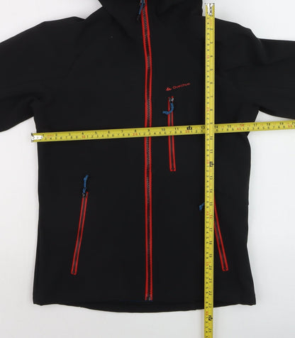 Quechua Teens Black Softshell Hooded Hiking Jacket 13-14 Years