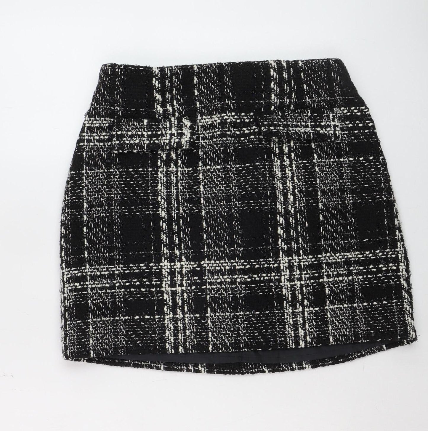 Warehouse Women's Black Tweed Check Pencil Skirt Size 12
