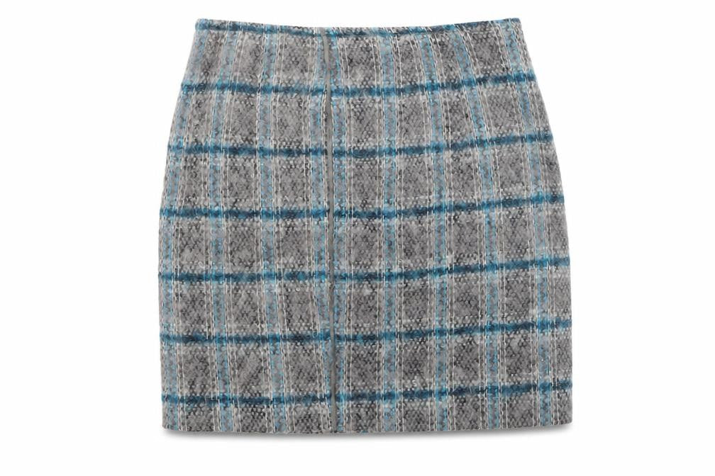Luisa Cerano Women’s Grey Tweed Check Wool Pencil Skirt Size 10