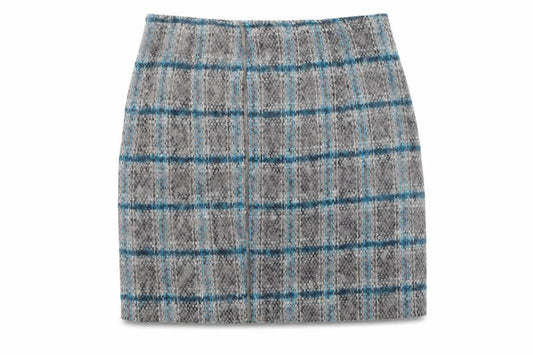 Luisa Cerano Women’s Grey Tweed Check Wool Pencil Skirt Size 10