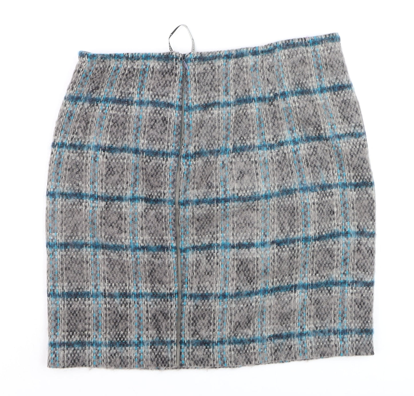Luisa Cerano Women’s Grey Tweed Check Wool Pencil Skirt Size 10