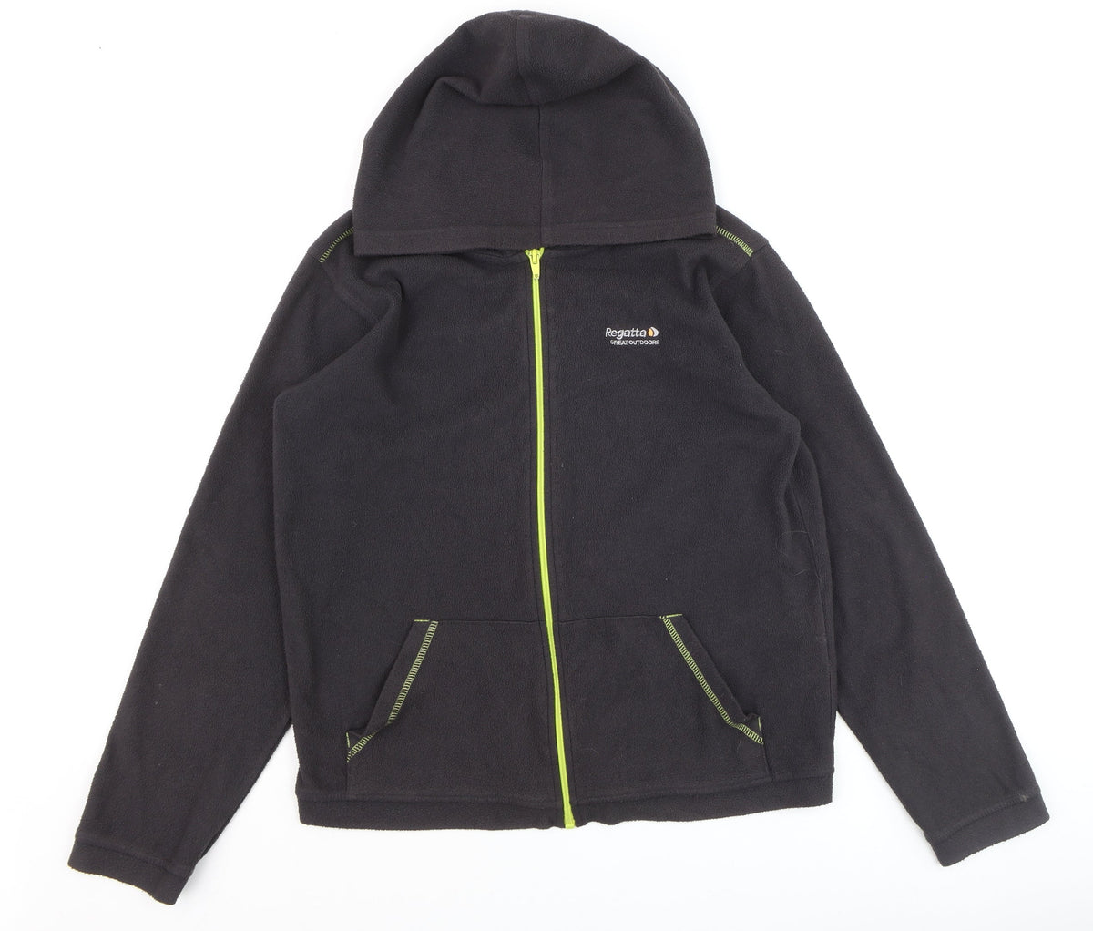 Regatta Boys Black Fleece Hooded Full Zip Outdoor Jacket Size 158 Regular Fit