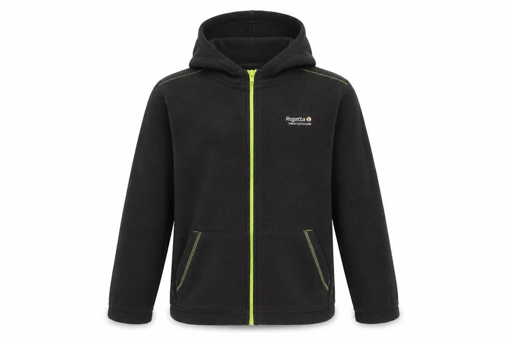 Regatta Boys Black Fleece Hooded Full Zip Outdoor Jacket Size 158 Regular Fit