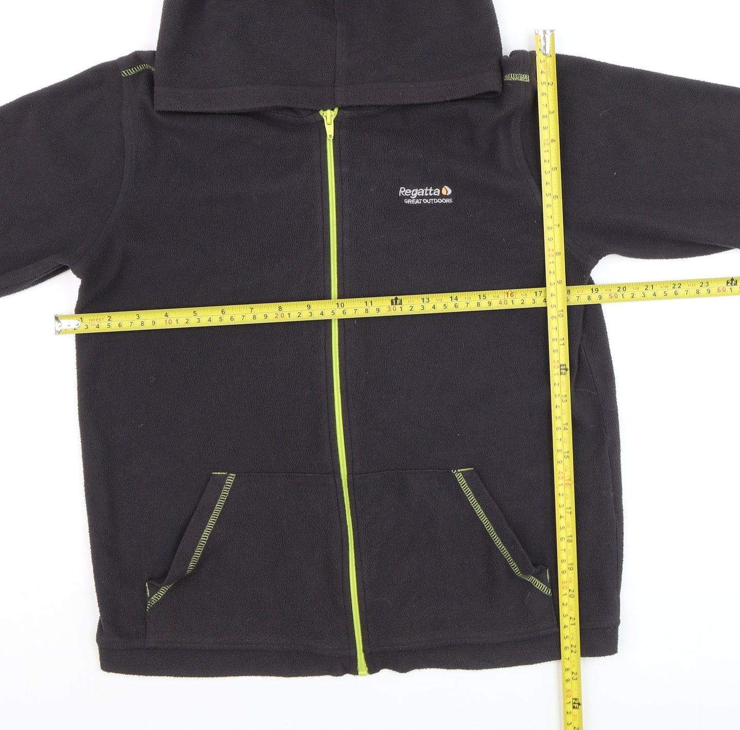 Regatta Boys Black Fleece Hooded Full Zip Outdoor Jacket Size 158 Regular Fit