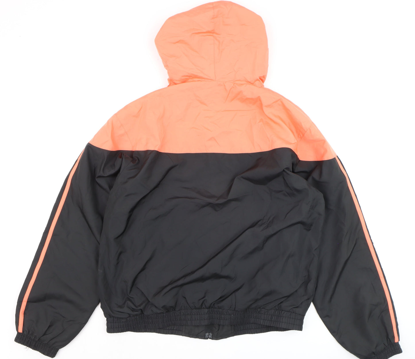 Lonsdale Women's Black & Orange Hooded Windbreaker Jacket Size 16