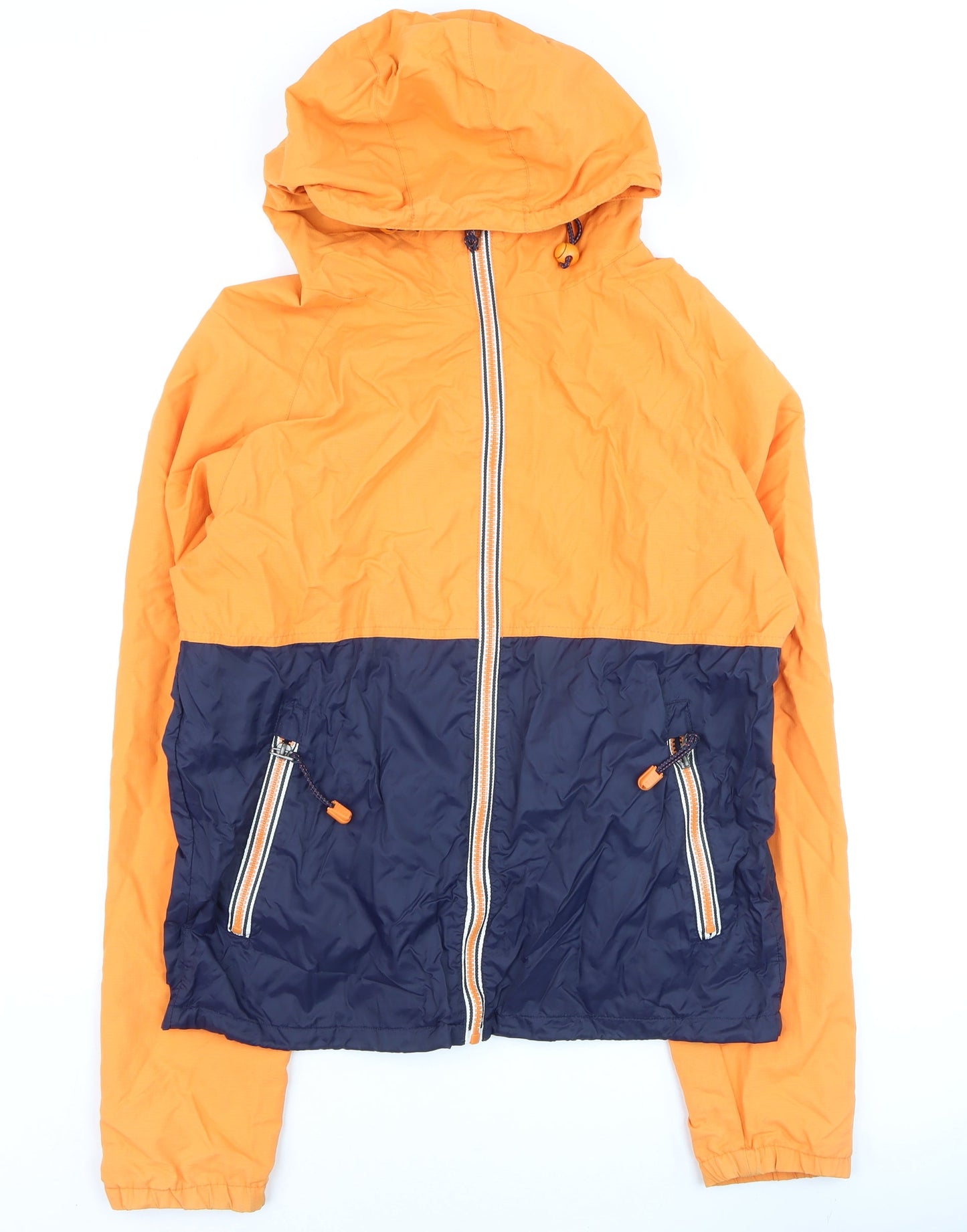 Next Men's Orange Navy Hooded Windbreaker Jacket Size M
