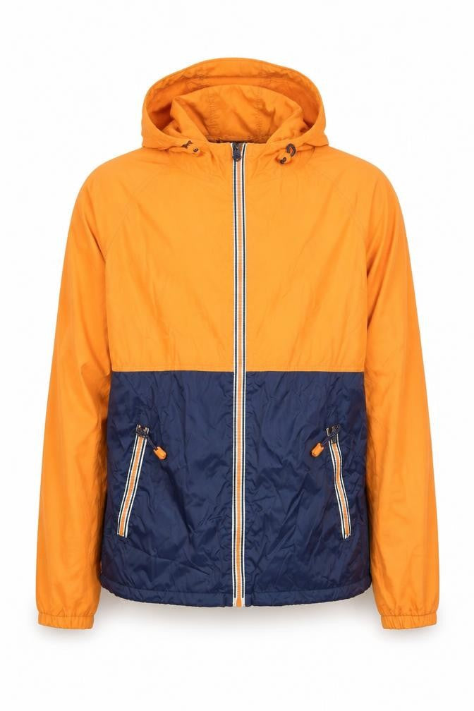 Next Men's Orange Navy Hooded Windbreaker Jacket Size M