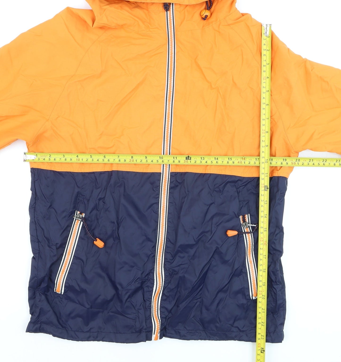 Next Men's Orange Navy Hooded Windbreaker Jacket Size M