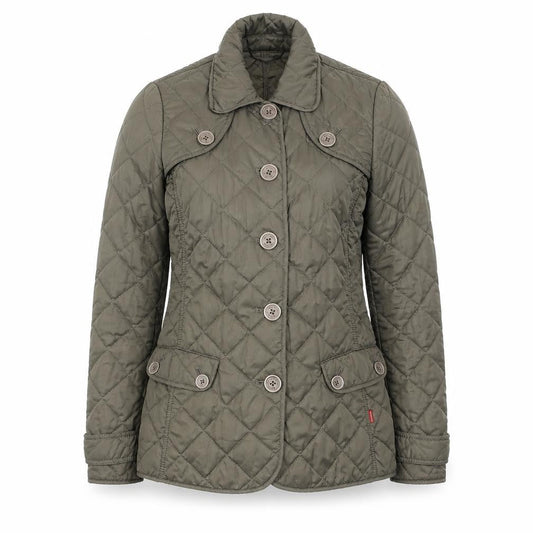 Front view of Vackpro Women's Green Quilted Mid-Length Jacket XS