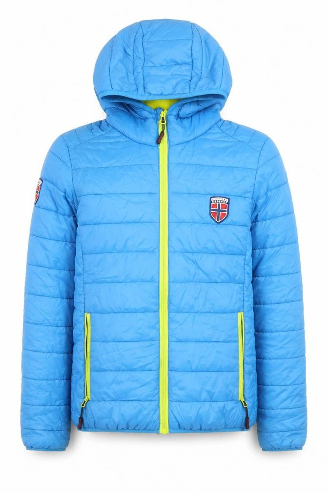 Exploring Norway Boys Blue Hooded Puffer Jacket M Nylon Winter Coat