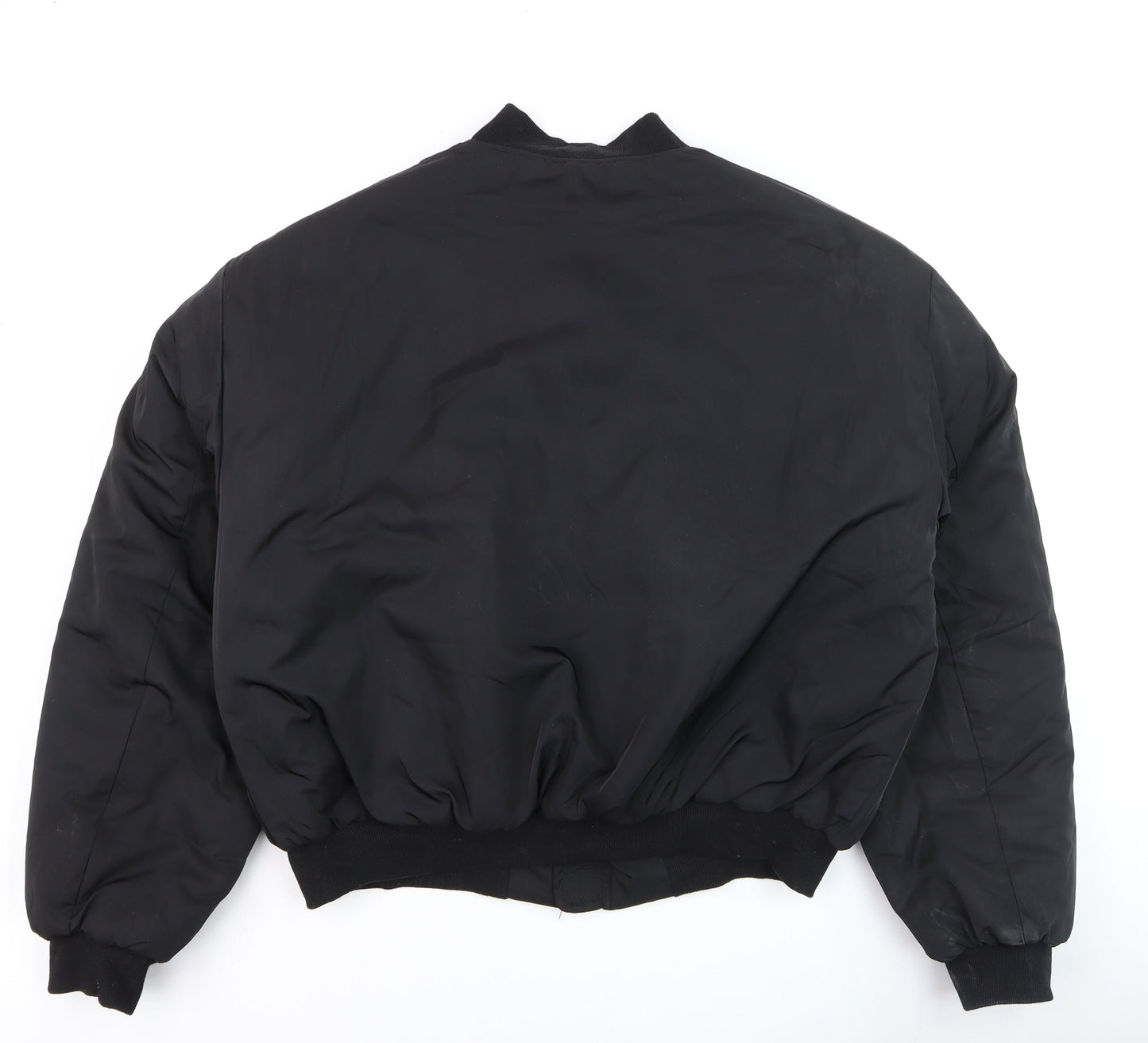 PrettyLittleThing Womens Black Bomber Jacket L Casual Zip Front