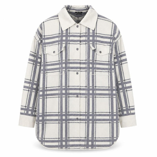 Massimo Dutti Women's Grey Check Long Sleeve Button-Up Shirt Size 12