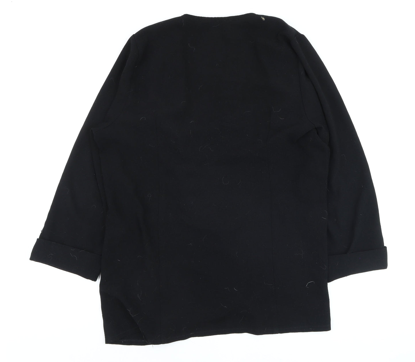Yours Women Black Plus Size 20 Open Front Blazer with Zip Pockets