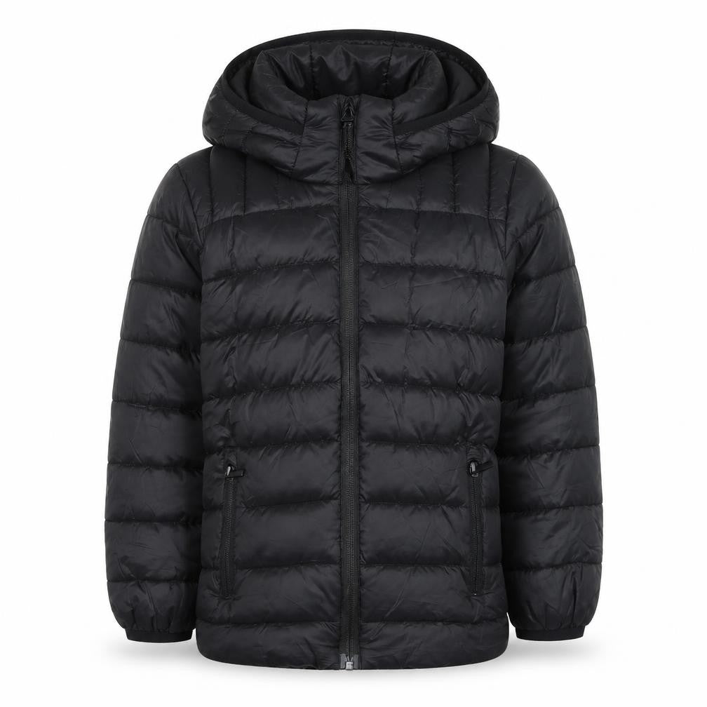 Explore Boys Black Hooded Puffer Jacket 7 Years Winter Quilted Coat