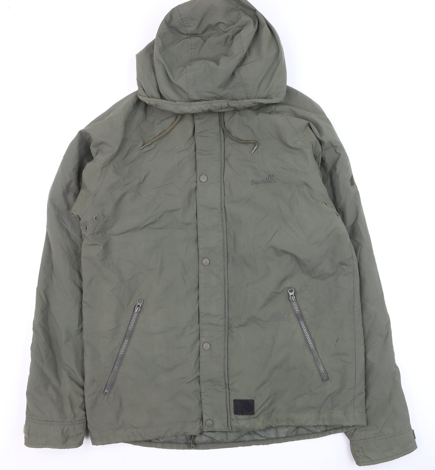 Boxfresh Men's Green Hooded Parka Jacket Size M Nylon Lined Casual