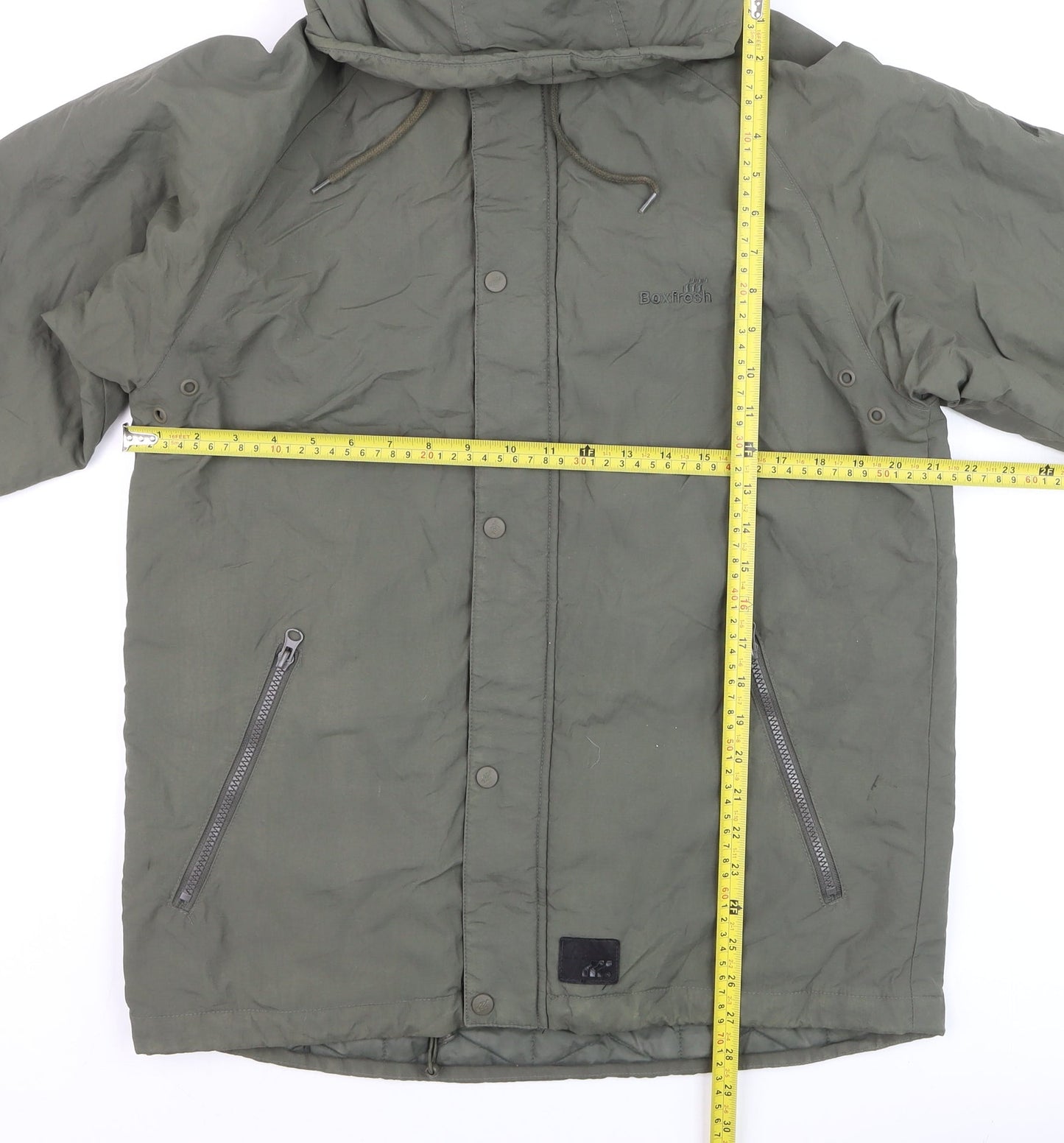 Boxfresh Men's Green Hooded Parka Jacket Size M Nylon Lined Casual
