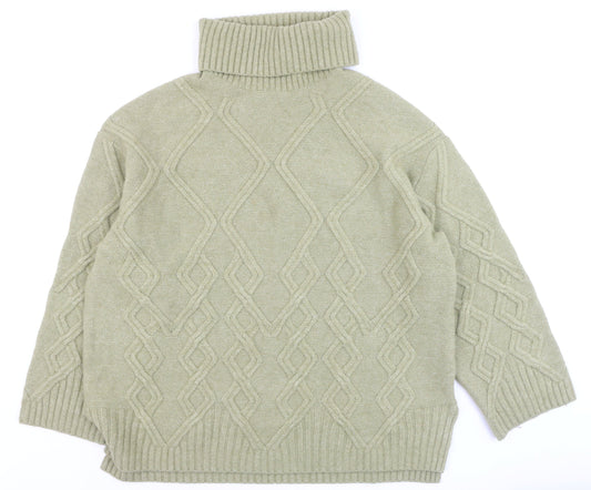 Marks and Spencer Women’s Beige Cable Knit Roll Neck Jumper Size L